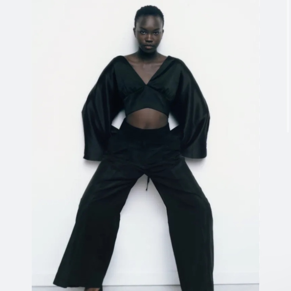 ZARA Satin Effect Cropped Blouse